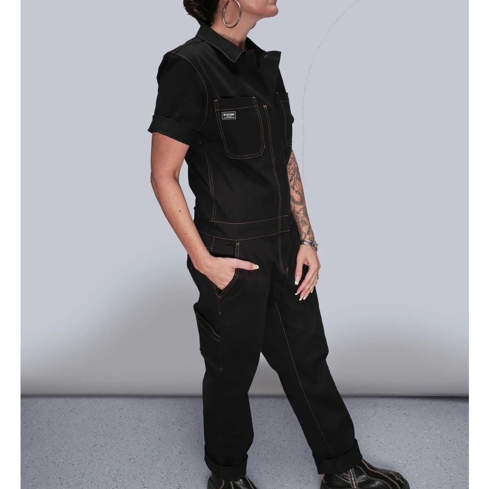 Wildfang Black Essential Short Sleeve Coveralls - Picture 7 of 9